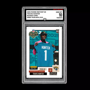 Graded 10 Travis Hunter 2025 Panini Instant Draft Night #2 RC Rookie JAGUARS  Football