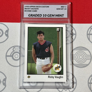 Graded 10 Gem 2024 STCC Ricky Vaughn Charlie Sheen Major League 1989 Custom Card Baseball