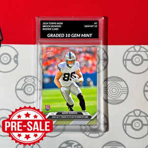 Graded 10 Brock Bowers RC ROOKIE 2024 TOPPS NOW Football Card 7 RAIDERS Baseball,Football