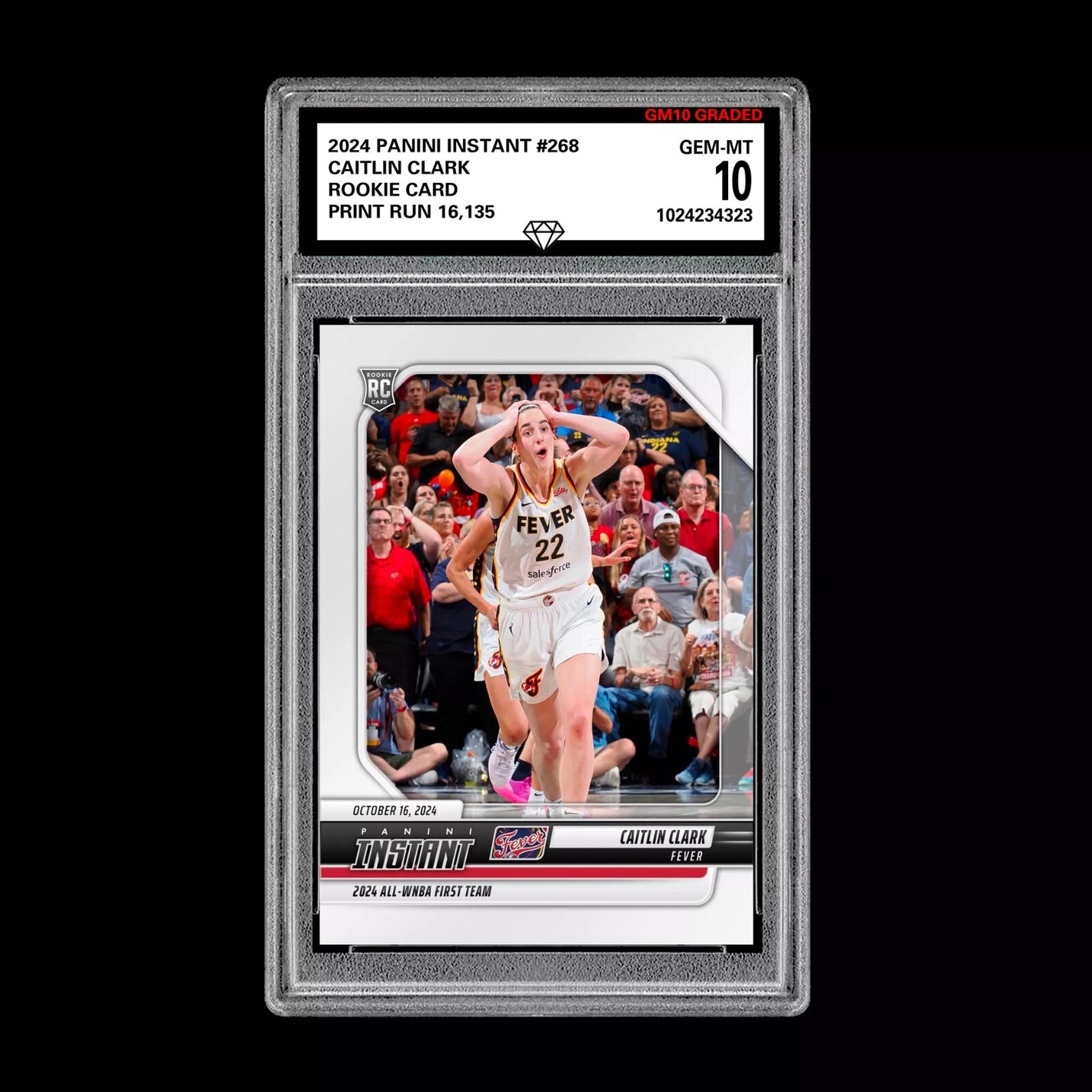 Graded 10 Caitlin Clark #268 RC Rookie Card WNBA All Team 2024 Panini Instant Basketball