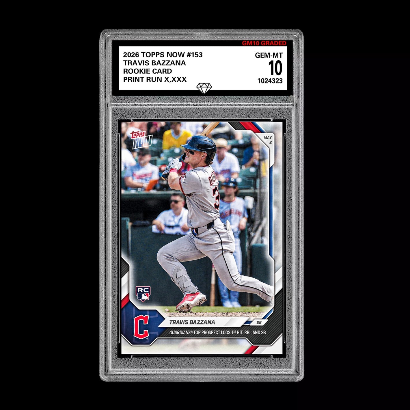 Graded 10 Travis Bazzana 2026 Topps NOW #153 Rookie Card Guardians Baseball