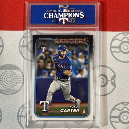Graded 10 Evan Carter RC Texas Rangers 2024 Topps Rookie Card #280 10 Gem Mint Baseball