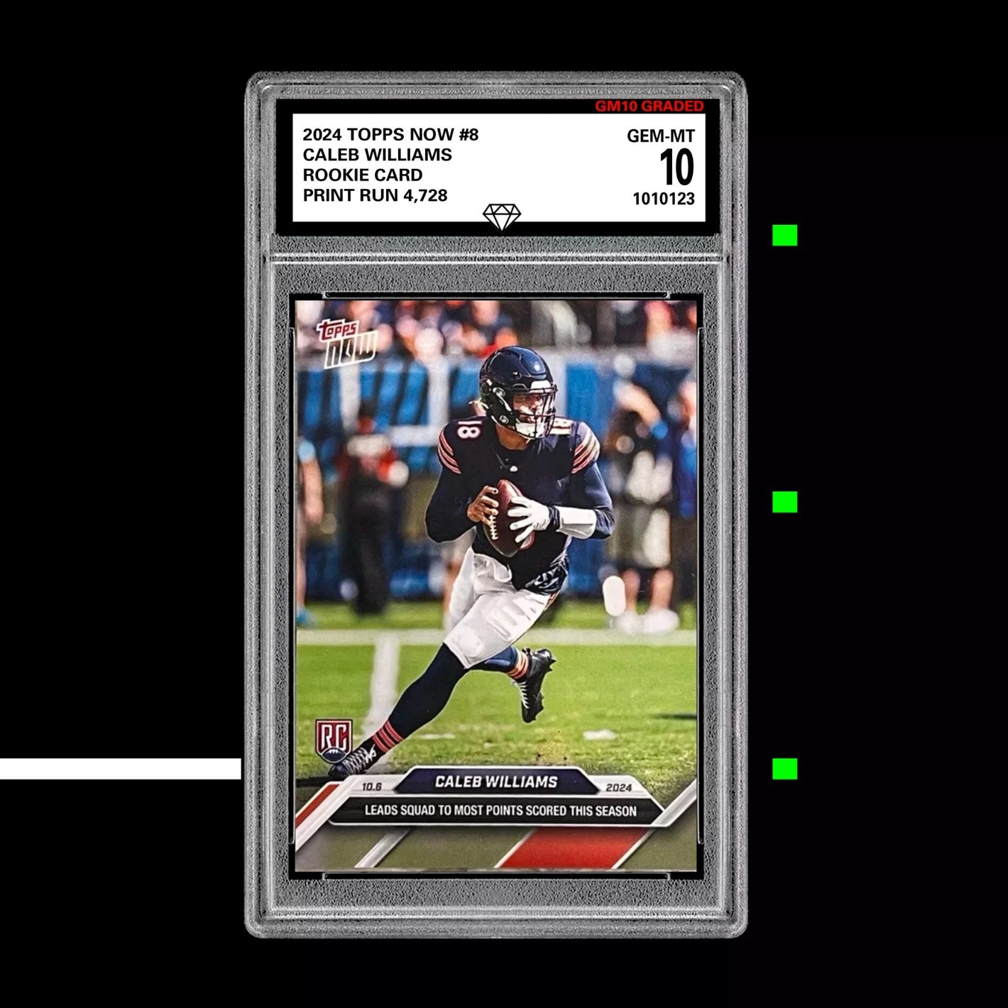 Graded 10 Caleb Williams #8 2024 Topps Now RC Rookie Card Most Points Scored Football