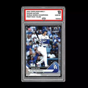 Graded 10 Shohei Ohtani #WS-1 2025 Topps Now World Series Champions Dodgers Baseball
