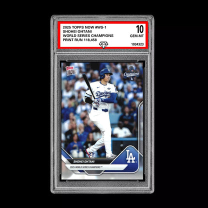 Graded 10 Shohei Ohtani #WS-1 2025 Topps Now World Series Champions Dodgers Baseball