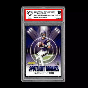 Graded 10 J.J. McCarthy - 2025 Panini Instant #SR-7 RC Spotlight Rookie Vikings Football