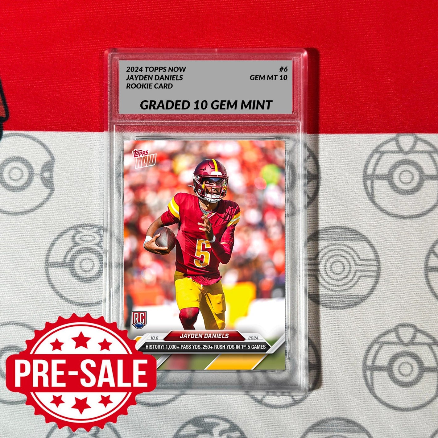 Graded 10 Jayden Daniels #6 RC ROOKIE Card - 2024 TOPPS NOW Football Washington Baseball,Football