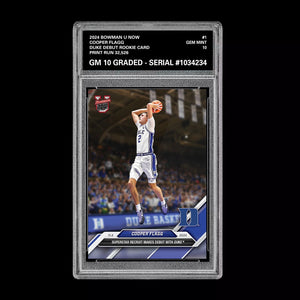 Graded 10 Cooper Flagg #1 Debut Duke RC Rookie 2024-25 Bowman U Now Card Basketball