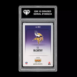 Graded 10 J.J. McCarthy - 2024 Panini Instant #SR-8 RC Studio Rookie Vikings Football