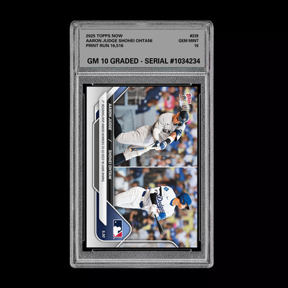 Graded 10 Aaron Judge Shohei Ohtani 2025 Topps Now #239 Baseball Card Baseball