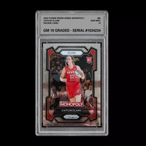 Graded 10 2024 Panini WNBA Monopoly Prizm RC Caitlin Clark Rookie Insert 65 WNBA Basketball