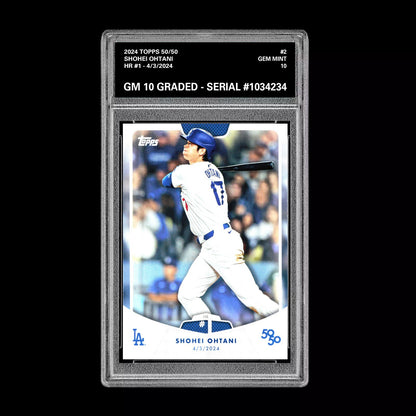 Graded 10 SHOHEI OHTANI HR #1 - 2024 Topps 50/50 Card #2 Dodgers MLB History Baseball