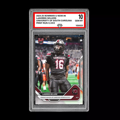 Graded 10 LaNorris Sellers 2025 Bowman U NOW Football Card 4 Gamecock  Football