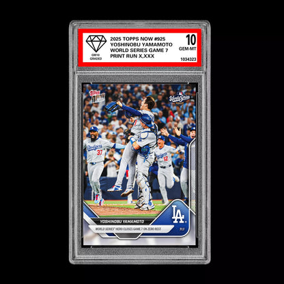 Graded 10 Yoshinobu Yamamoto  WORLD SERIES Game 7 2025 MLB Topps NOW 925 Presale Baseball