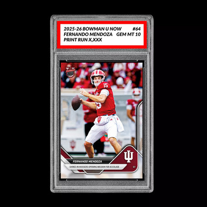 Graded 10 Fernando Mendoza 2025-26 Bowman U Now #64 Indiana Hoosiers PRESALE Football
