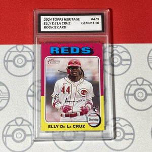 Graded 10 Elly De La Cruz Rookie Card 2024 MLB TOPPS HERITAGE 473 Reds RC Baseball