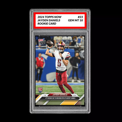 Graded 10 Jayden Daniels #23 RC PLAYOFF WIN 2024 Topps NOW Rookie Card  Football