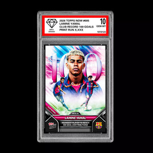 Graded 10 Lamine Yamal #005 2026 Topps Now Club Goal Record FC Barcelona PRESALE Soccer