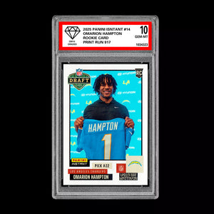 Graded 10 Omarion Hampton - 2025 Panini Instant #14 RC Rookie LA Chargers Football