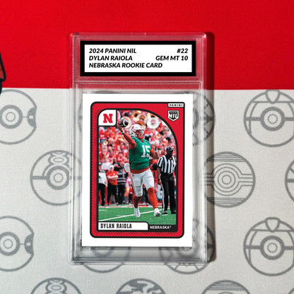 Graded 10 DYLAN RAIOLA 2024 Panini NIL #22 RC Rookie Card Nebraska Football