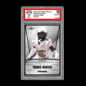 Travis Hunter 2023 Leaf Draft Silver Graded 10 Rookie Card RC Colorado Buffaloes Football
