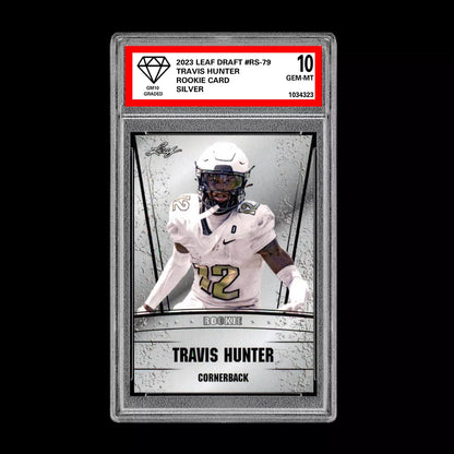 Travis Hunter 2023 Leaf Draft Silver Graded 10 Rookie Card RC Colorado Buffaloes Football
