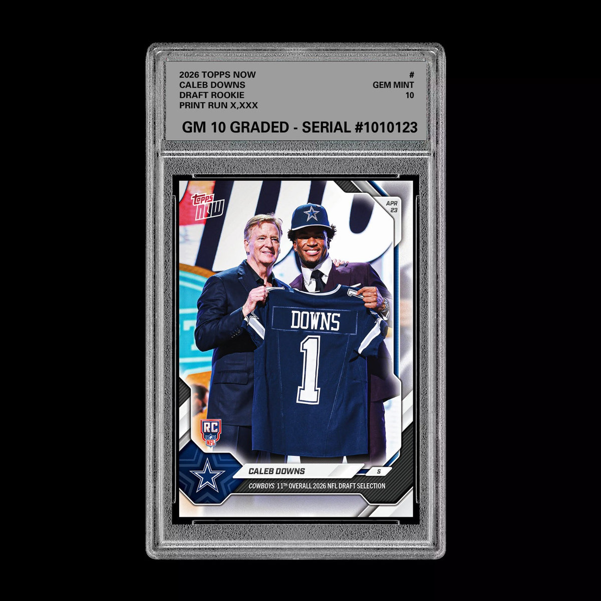 Graded 10 Caleb Downs 2026 TOPPS NOW RC Rookie Card Cowboys NFL Football Football