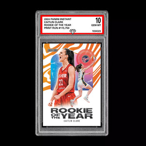 Graded 10 CAITLIN CLARK ROOKIE OF THE YEAR 2024 Panini Instant #CCROY RC Card Basketball