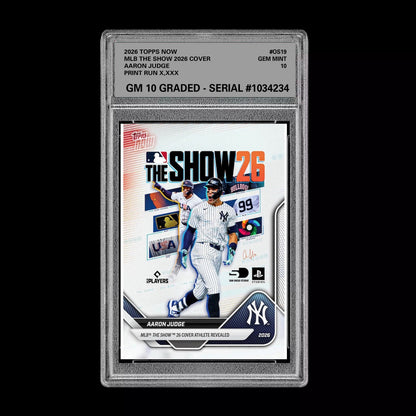 Graded 10 Aaron Judge #OS19 2026 Topps Now MLB The Show Cover Yankees  Football