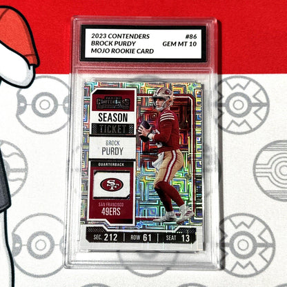 Graded 10 Brock Purdy #86 MOJO 2023 Contenders Season Ticket 49ers RC Rookie Football
