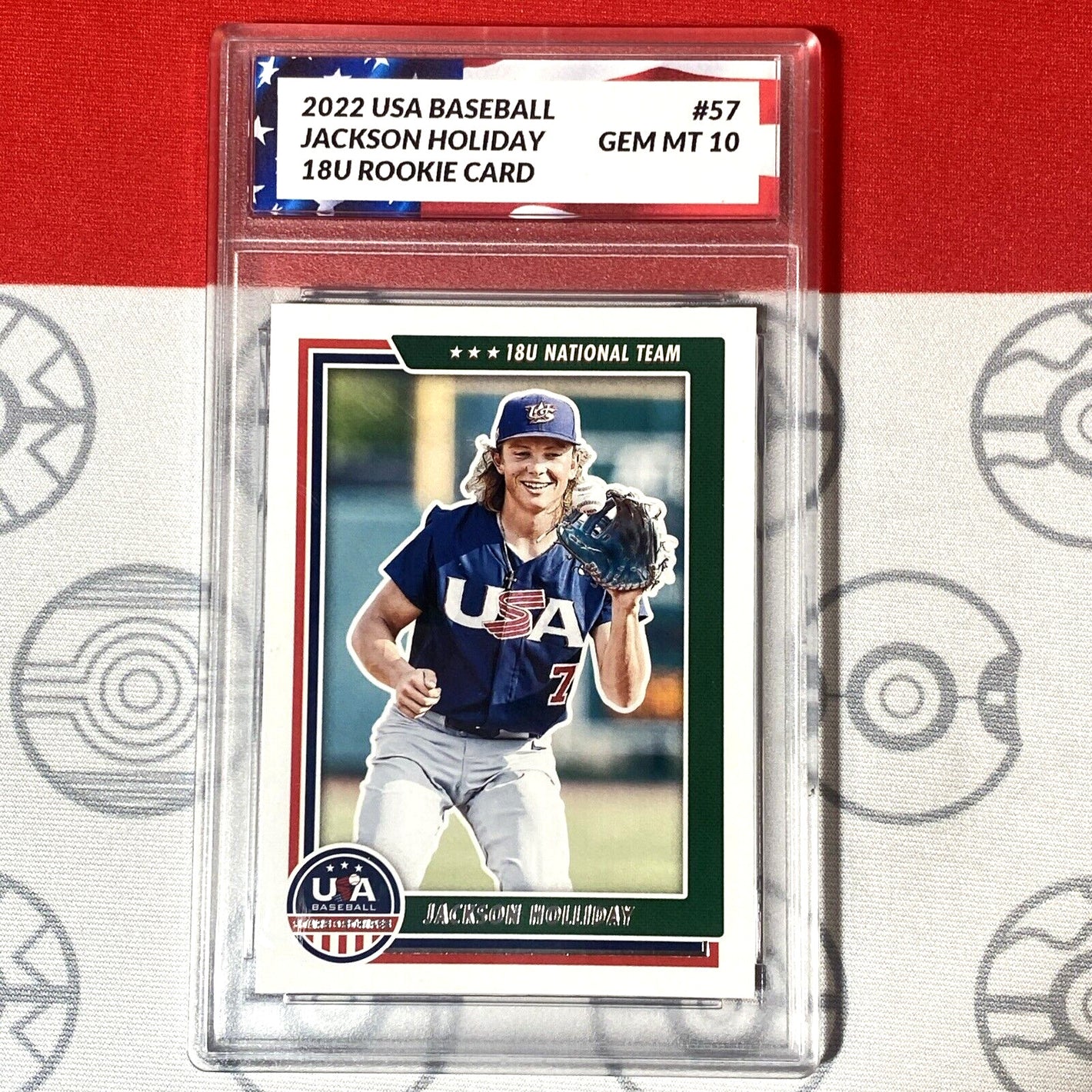 Graded 10 JACKSON HOLLIDAY 2022 Panini USA 1st Baseball Card #1 Draft Pick Baseball