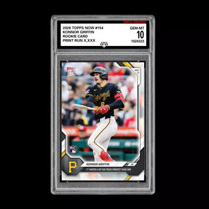 Graded 10 Konnor Griffin RC Rookie #154 2026 Topps Now MLB Pirates Presale Baseball