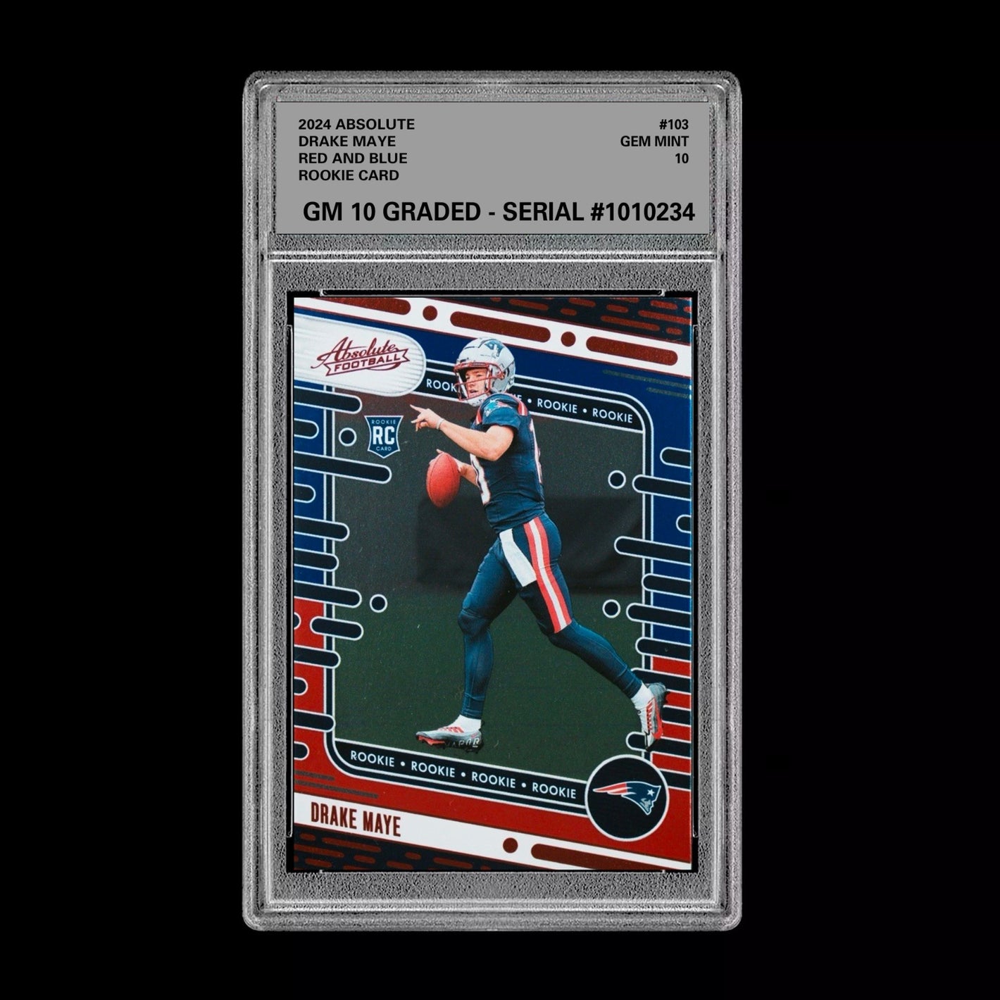 Graded 10 Drake Maye 2024 Panini Absolute - Rookies #103 Red Blue (RC) GEM MT Football