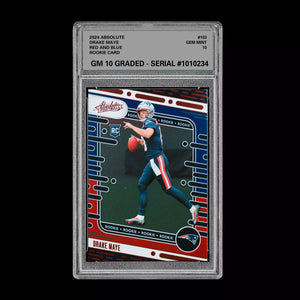 Graded 10 Drake Maye 2024 Panini Absolute - Rookies #103 Red Blue (RC) GEM MT Football
