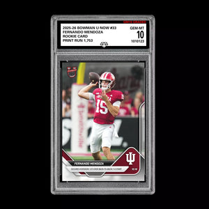 Graded 10 Fernando Mendoza RC Rookie Card 2025-26 Bowman U Topps Now #33 Football
