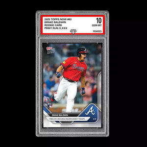 Graded 10 DRAKE BALDWIN 2025 Topps NOW *First Ever* Topps Rookie RC #83  Baseball