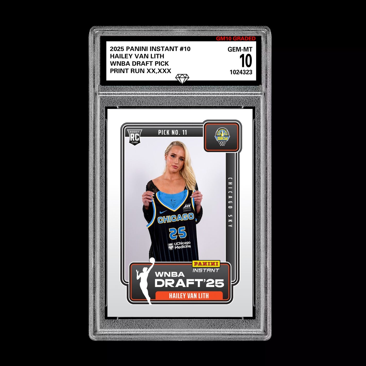 Graded 10 Hailey Van Lith 2025 Panini Instant Draft 1st RC Rookie Card CHICAGO  Basketball