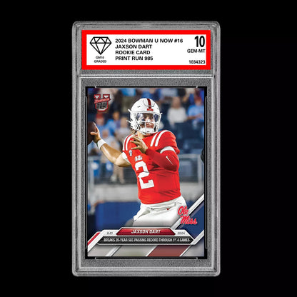 Graded 10 Jaxson Dart Ole Miss Record 2024 Bowman U Now #16 RC Rookie Card Draft Football