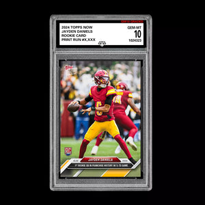 Graded 10 Jayden Daniels #16 RC 5 TD Game 2024 Topps NOW Rookie Card Football