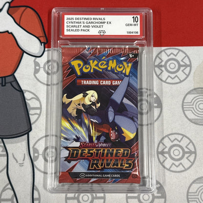 Graded 10 2025 Destined Rivals Cynthia’s Garchomp Art Sealed Booster Cards Pack