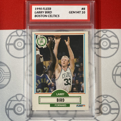 Graded 10 1990 FLEER BASKETBALL #8 LARRY BIRD CELTICS HOF GEM MINT Basketball