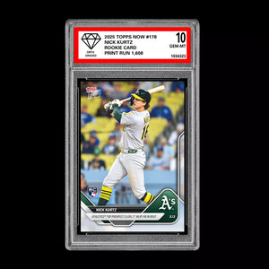 Graded 10 Nick Kurtz - 2025 TOPPS NOW #178 RC Rookie Oakland Athletics Baseball