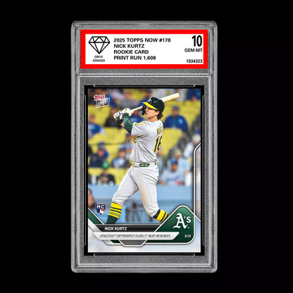 Graded 10 Nick Kurtz - 2025 TOPPS NOW #178 RC Rookie Oakland Athletics Baseball