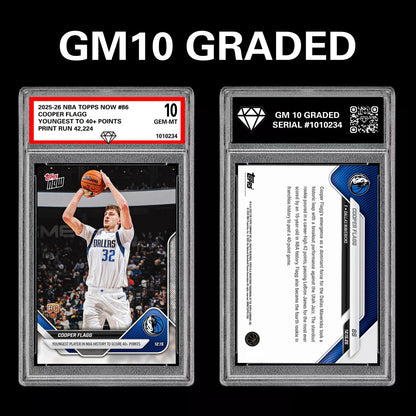 Graded 10 Cooper Flagg RC Rookie Card 2025-26 NBA Topps Now #86 Dallas Presale Basketball