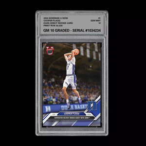 Graded 10 Cooper Flagg #1 Debut Duke RC Rookie 2024-25 Bowman U Now Card Basketball