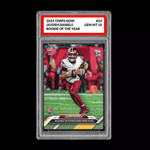 Graded 10 Jayden Daniels #24 ROOKIE OF THE YEAR 2024 Topps NOW RC Commanders Football