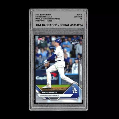 Graded 10 FREDDIE FREEMAN #WS-5 2025 Topps Now World Series Champions Dodgers Baseball