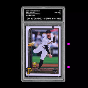 Graded 10 Paul Skenes 2025 Topps Series 1 Pittsburgh Pirates #98 Rookie Card Baseball