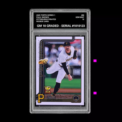 Graded 10 Paul Skenes 2025 Topps Series 1 Pittsburgh Pirates #98 Rookie Card Baseball