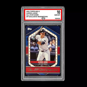 Graded 10 Aaron Judge 2025 Topps #AS-2 All Star Game SP Exclusive Redemption Baseball